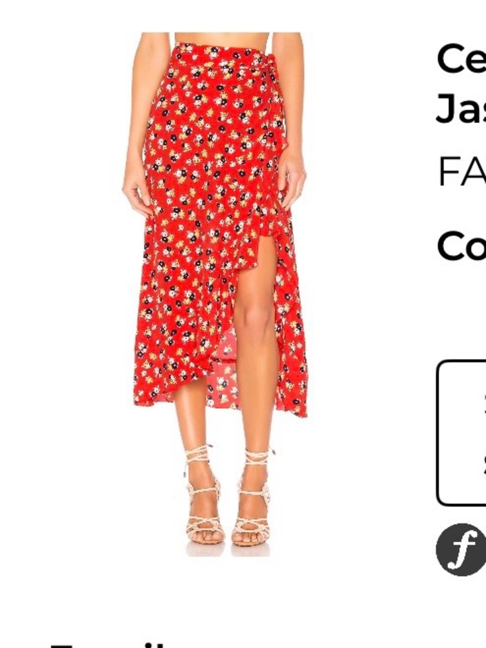 Faithfull the Brand Red Floral Wrap Skirt